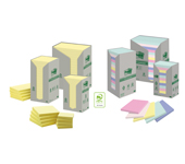 Post-it Recycling Notes bestehen zu 100 Prozent aus Recylingpapier und zu 60 Prozent aus pflanzlichem Klebstoff.