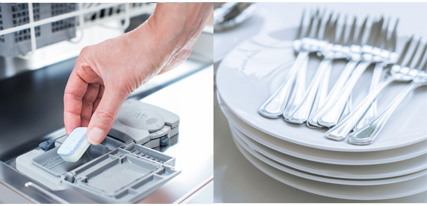 Strahlend sauberes Geschirr, hygienisch saubere Maschine und ein gutes Gewissen: Die Komplettlösung Sun Professional „All in 1“-Tab von Diversey ist mit dem EU Ecolabel zertifiziert.