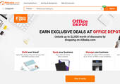 Aktuelle Startseite von „Office Depot on Alibaba.com“: exklusive Angebote für die Zielgruppe KMU