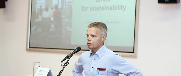 Sören Enholm, Geschäftsführer von TCO Development, informierte über das Label "TCO Certified".
